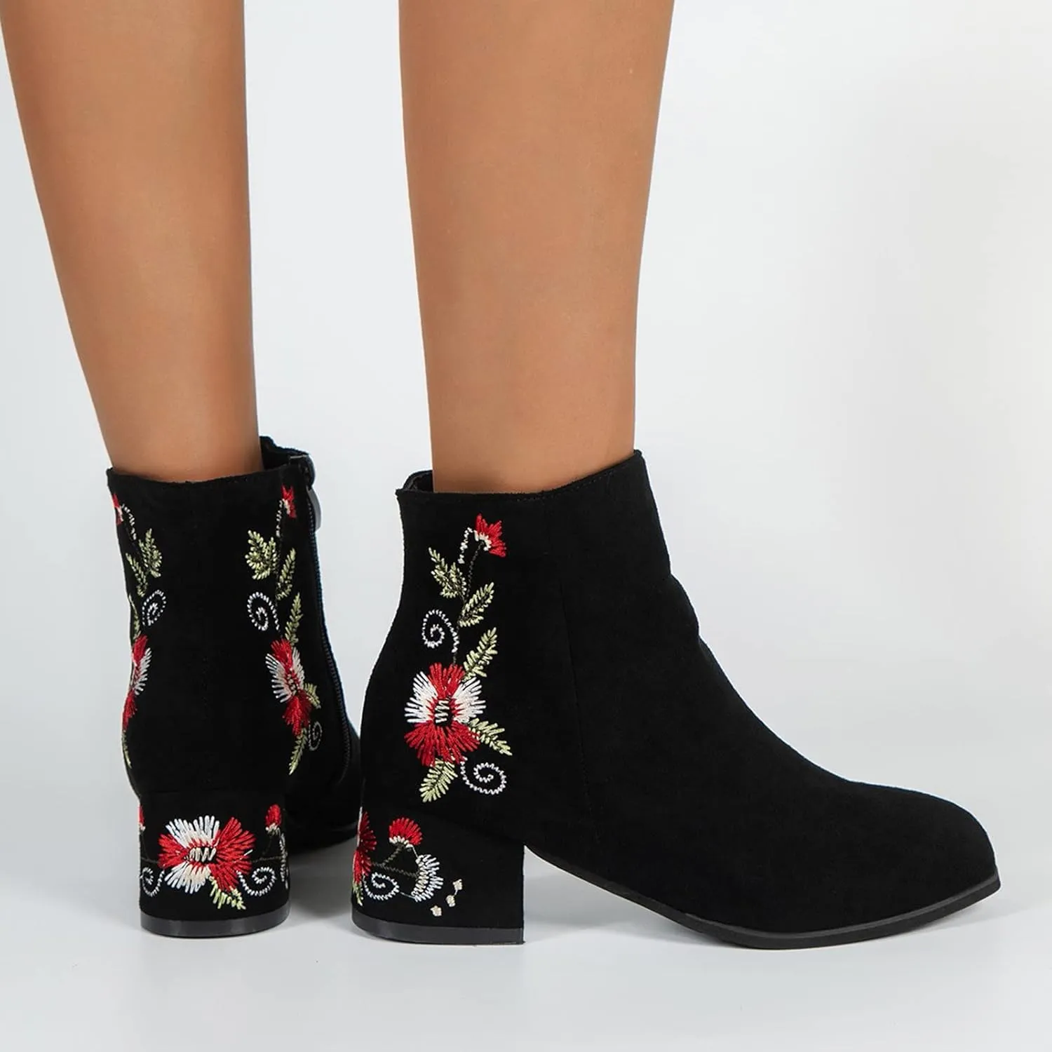 Black Boots for Women Ankle Boot Womens Fall Booties Steel Toe Boots for Men Wedge Bootie for Women Dressy Comfortable and Soft Lightweight Pointed Toe Mid Heel Slip On