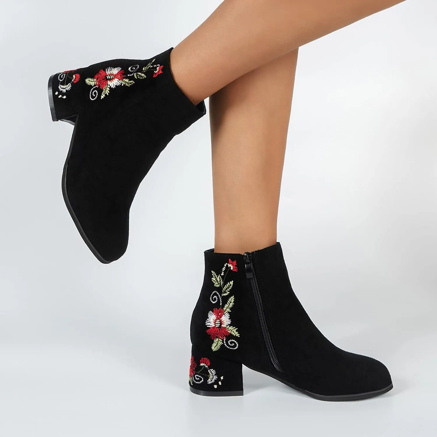 Black Boots for Women Ankle Boot Womens Fall Booties Steel Toe Boots for Men Wedge Bootie for Women Dressy Comfortable and Soft Lightweight Pointed Toe Mid Heel Slip On