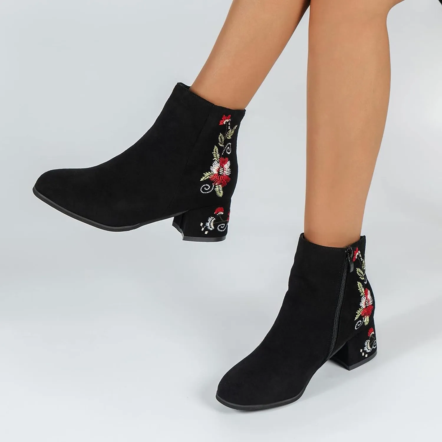 Black Boots for Women Ankle Boot Womens Fall Booties Steel Toe Boots for Men Wedge Bootie for Women Dressy Comfortable and Soft Lightweight Pointed Toe Mid Heel Slip On