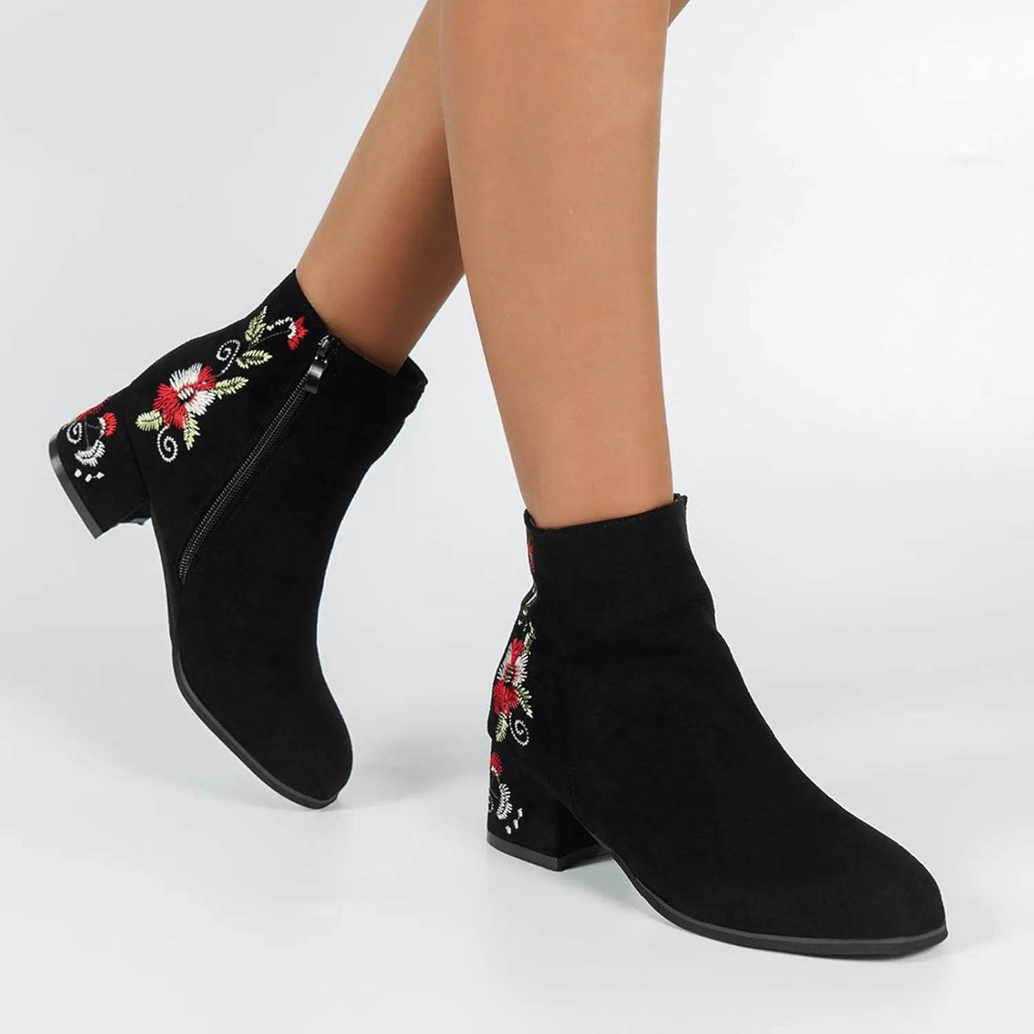 Black Boots for Women Ankle Boot Womens Fall Booties Steel Toe Boots for Men Wedge Bootie for Women Dressy Comfortable and Soft Lightweight Pointed Toe Mid Heel Slip On