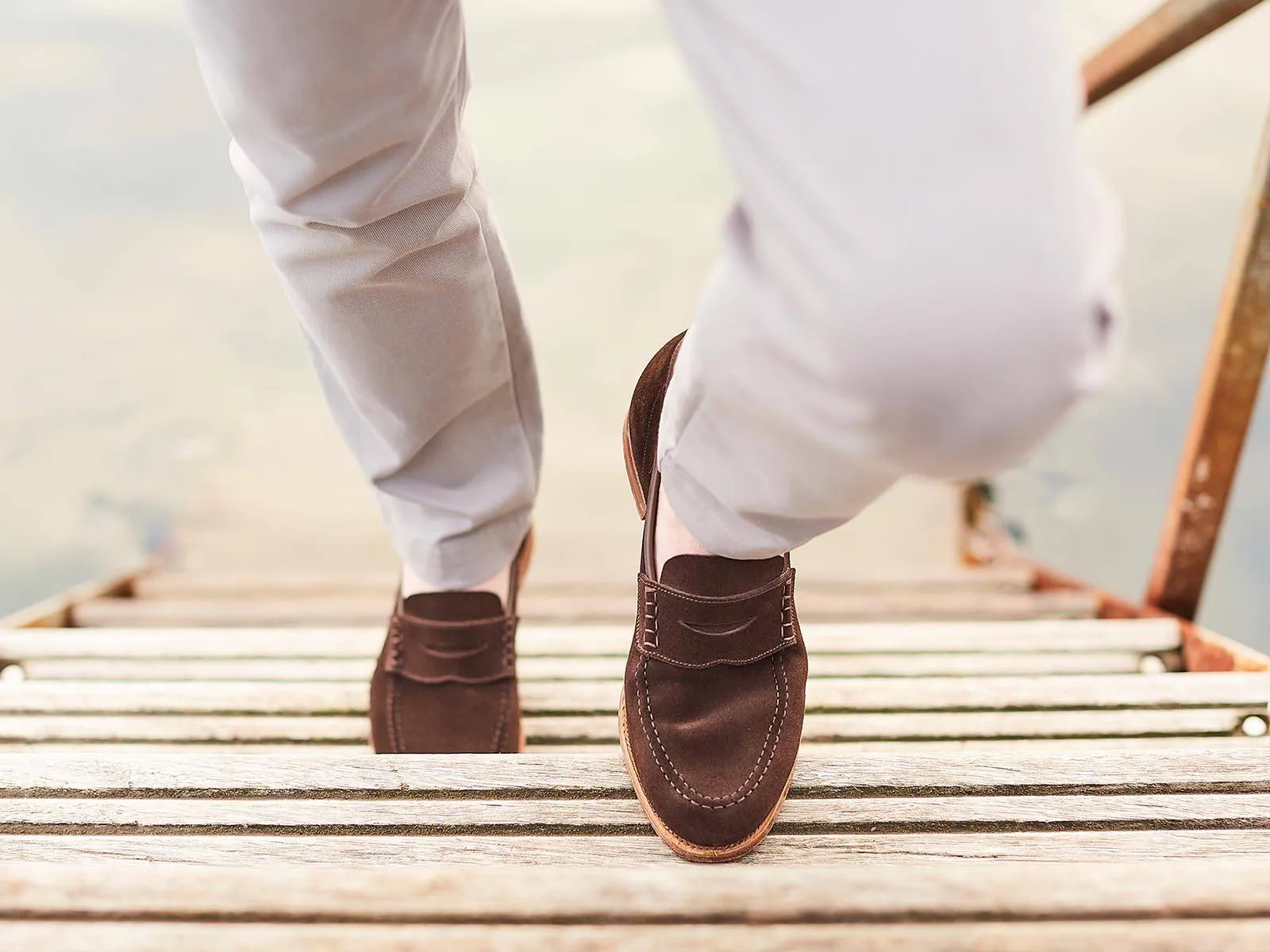 Brown Suede Calliope Penny Loafers - SS23