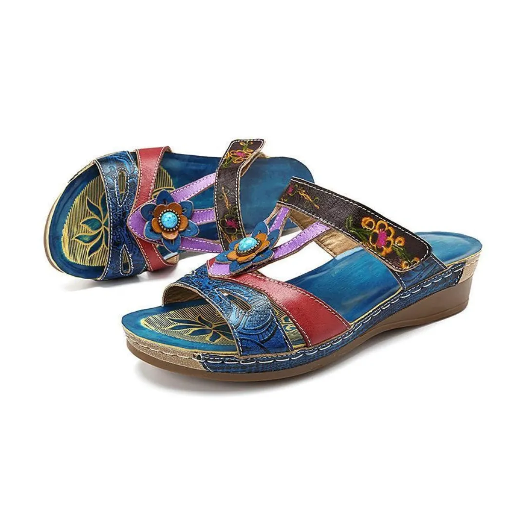 Carinia - Floral Wedge Sandals
