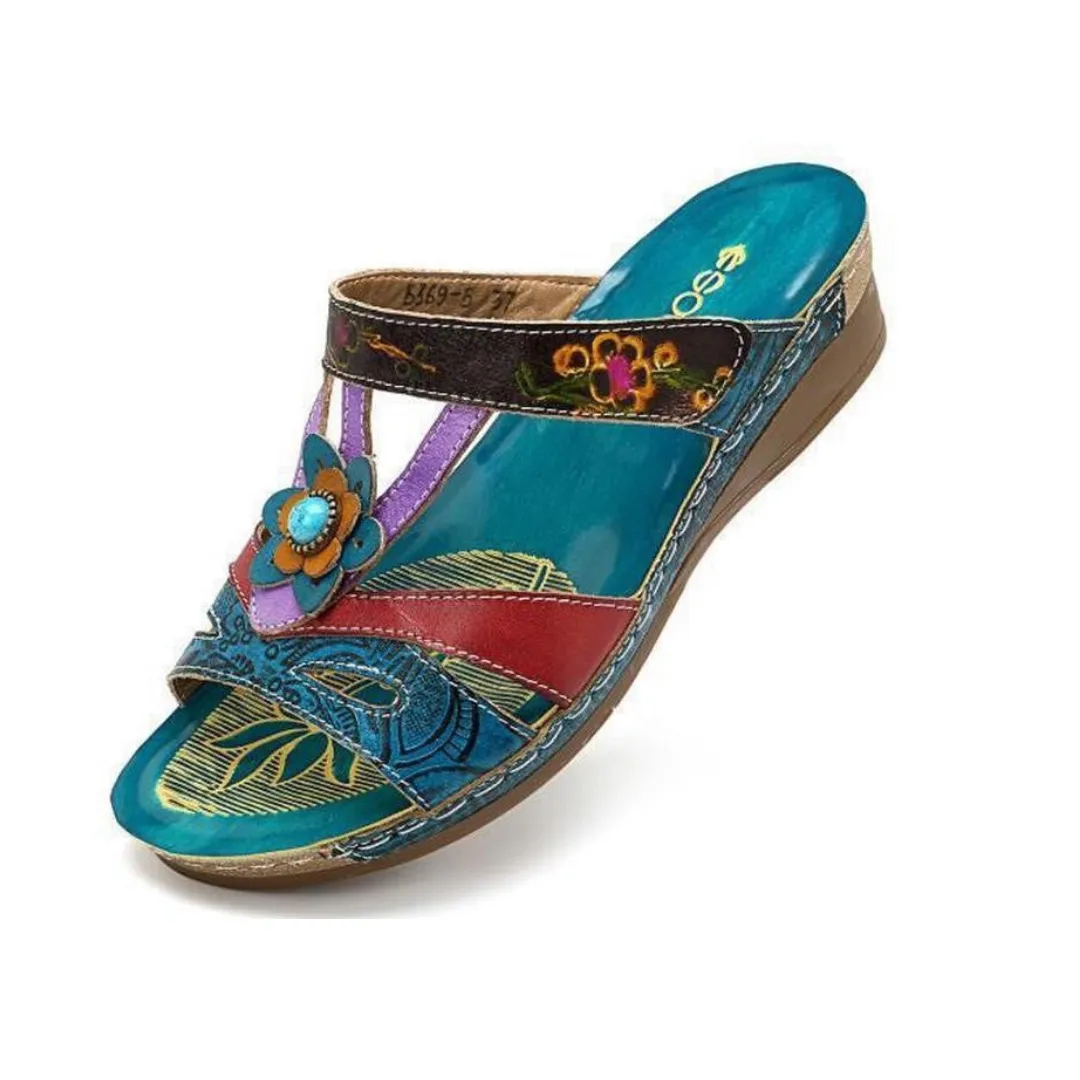 Carinia - Floral Wedge Sandals