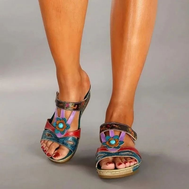 Carinia - Floral Wedge Sandals