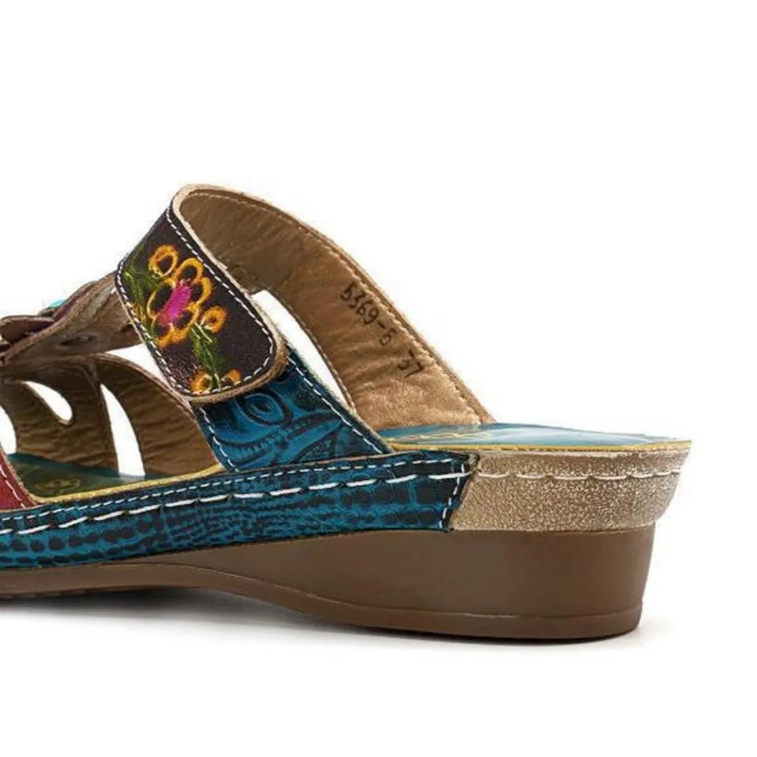 Carinia - Floral Wedge Sandals