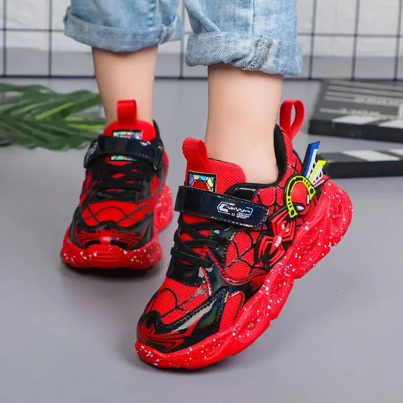 Cartoon Spiderman Sparkle LED Sneakers Shoes