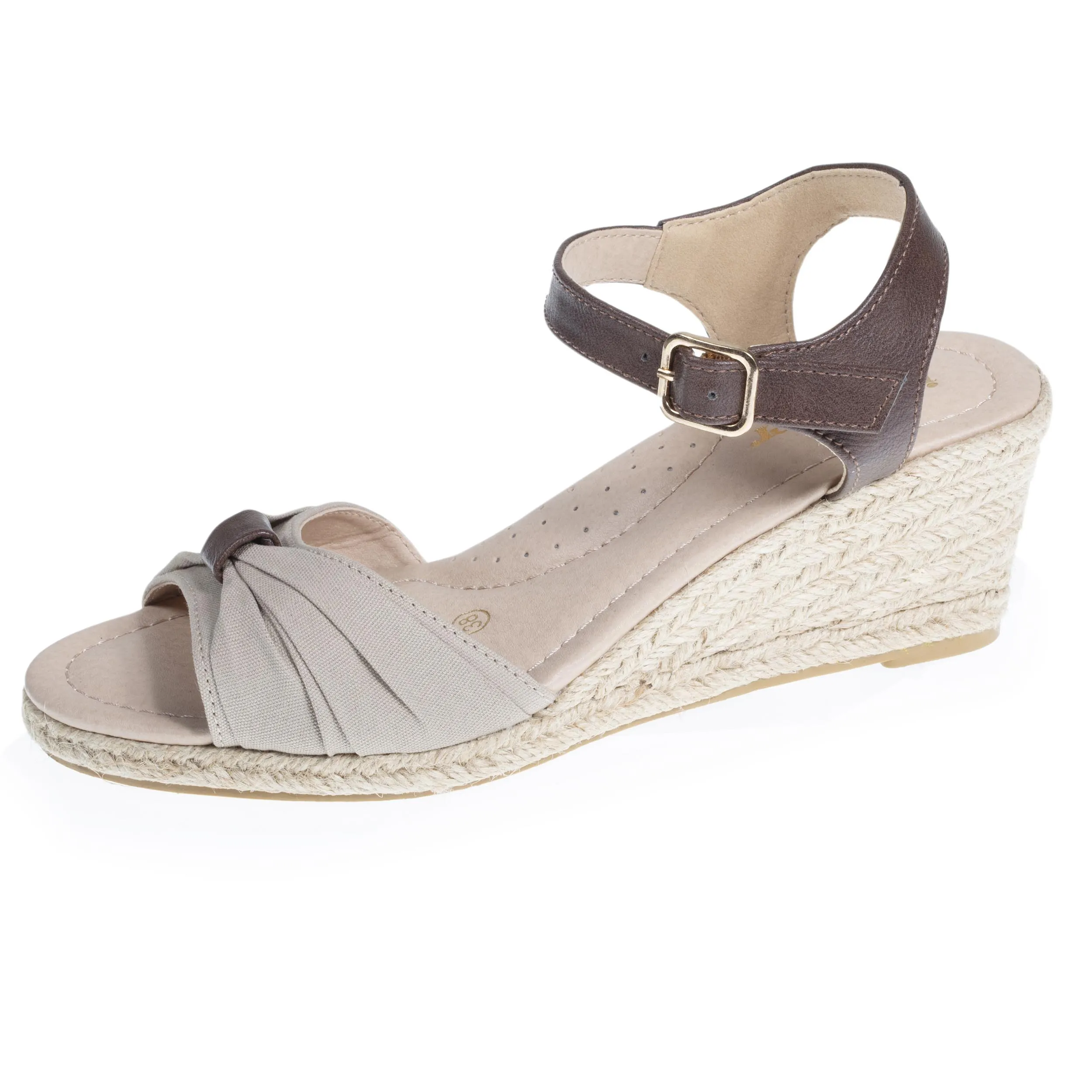 Espadrilles Femme ouverte à talon corde Taupe