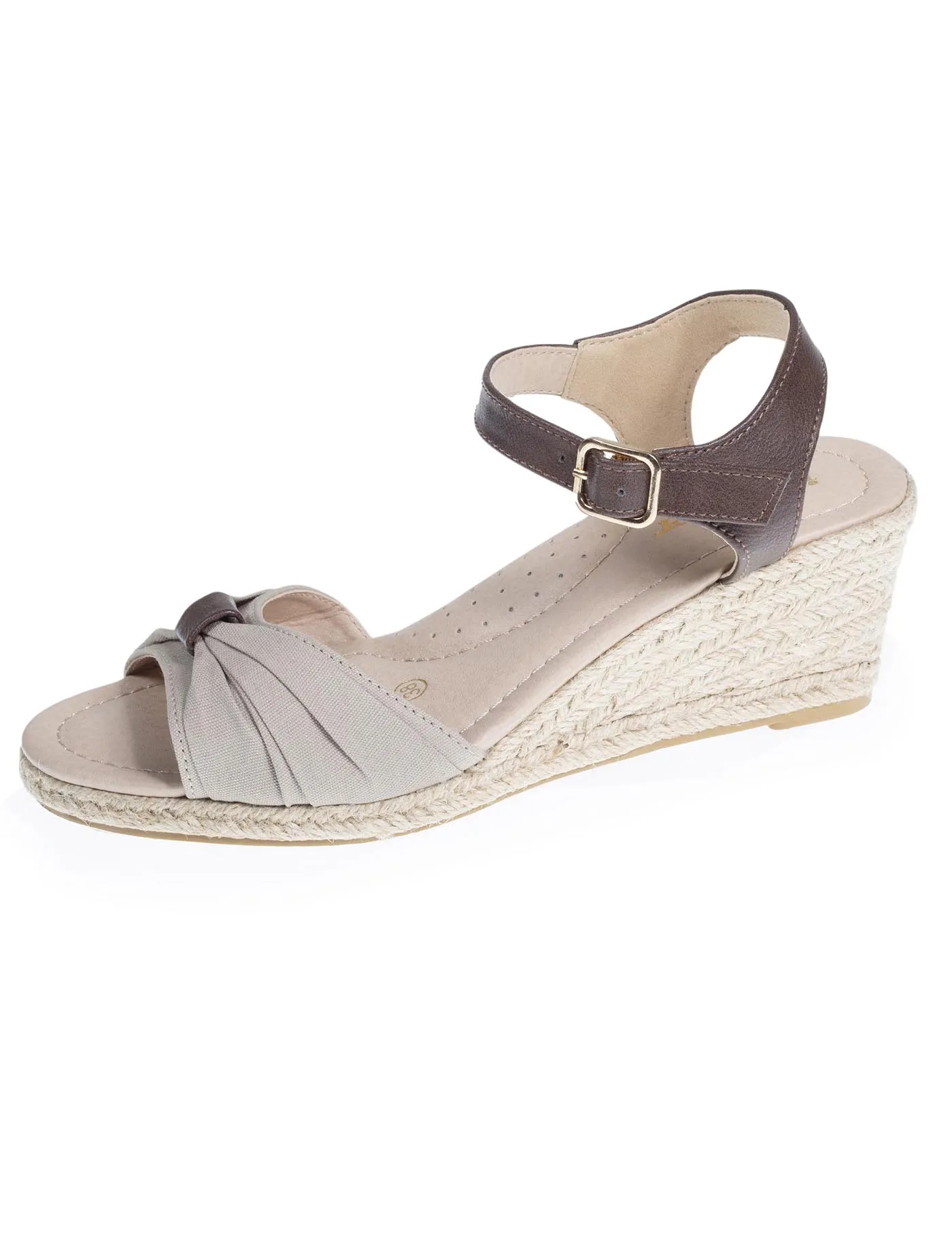 Espadrilles Femme ouverte à talon corde Taupe