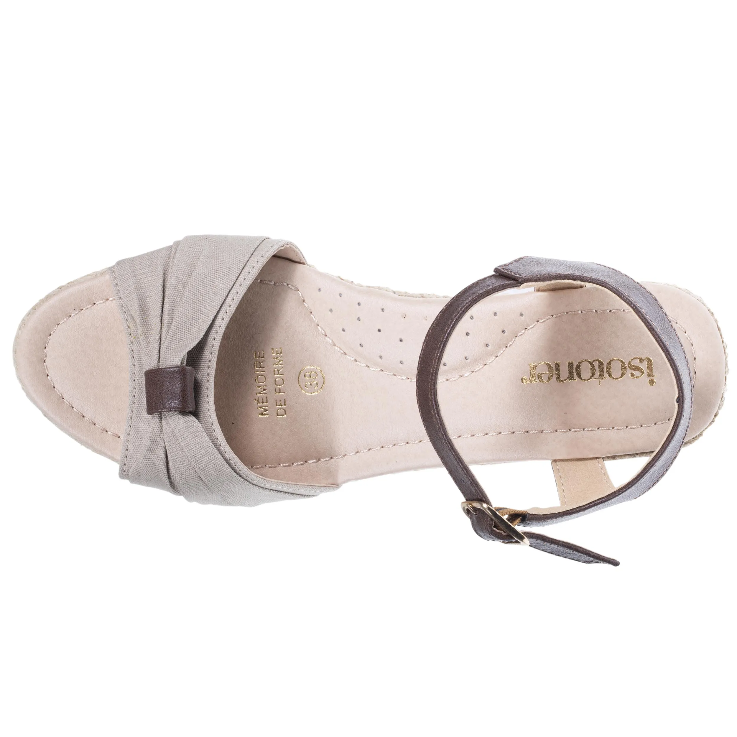 Espadrilles Femme ouverte à talon corde Taupe