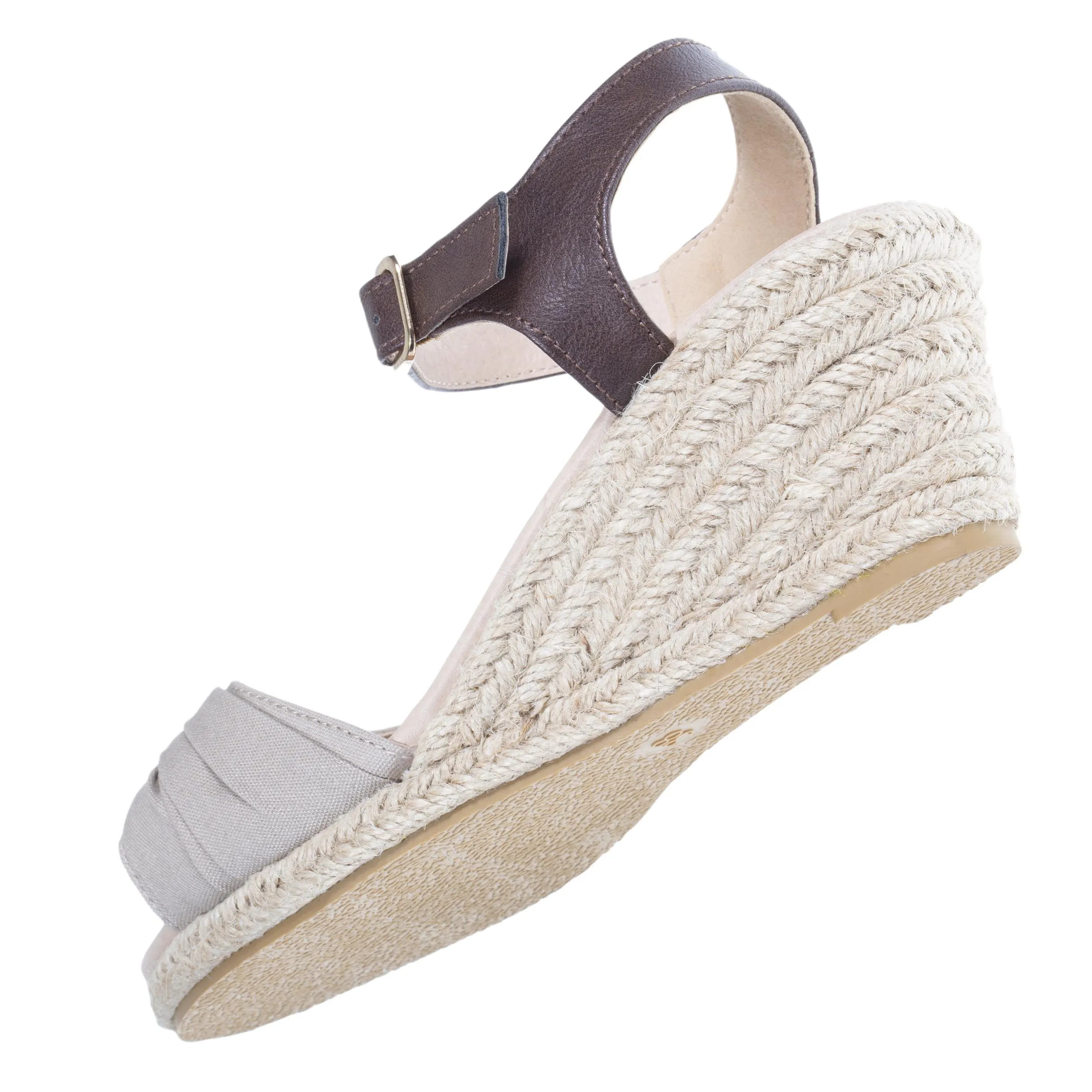 Espadrilles Femme ouverte à talon corde Taupe