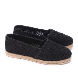 Flat Sole Slip-On Espadrilles-Black