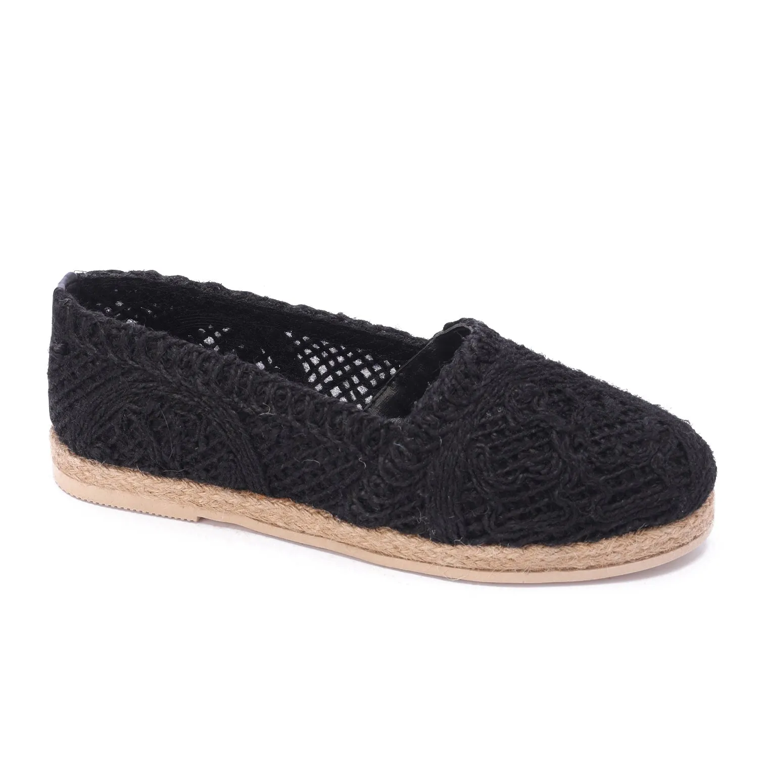 Flat Sole Slip-On Espadrilles-Black