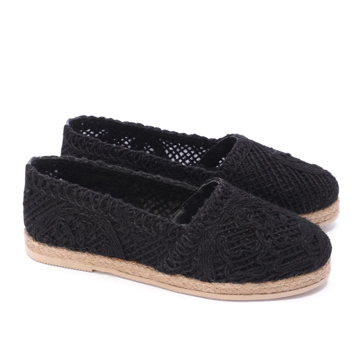Flat Sole Slip-On Espadrilles-Black