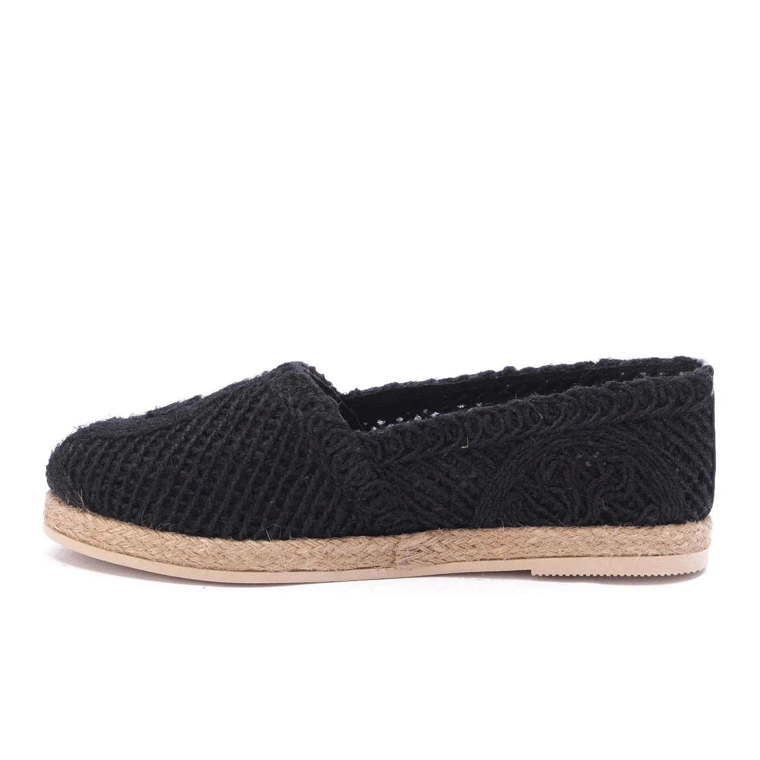 Flat Sole Slip-On Espadrilles-Black