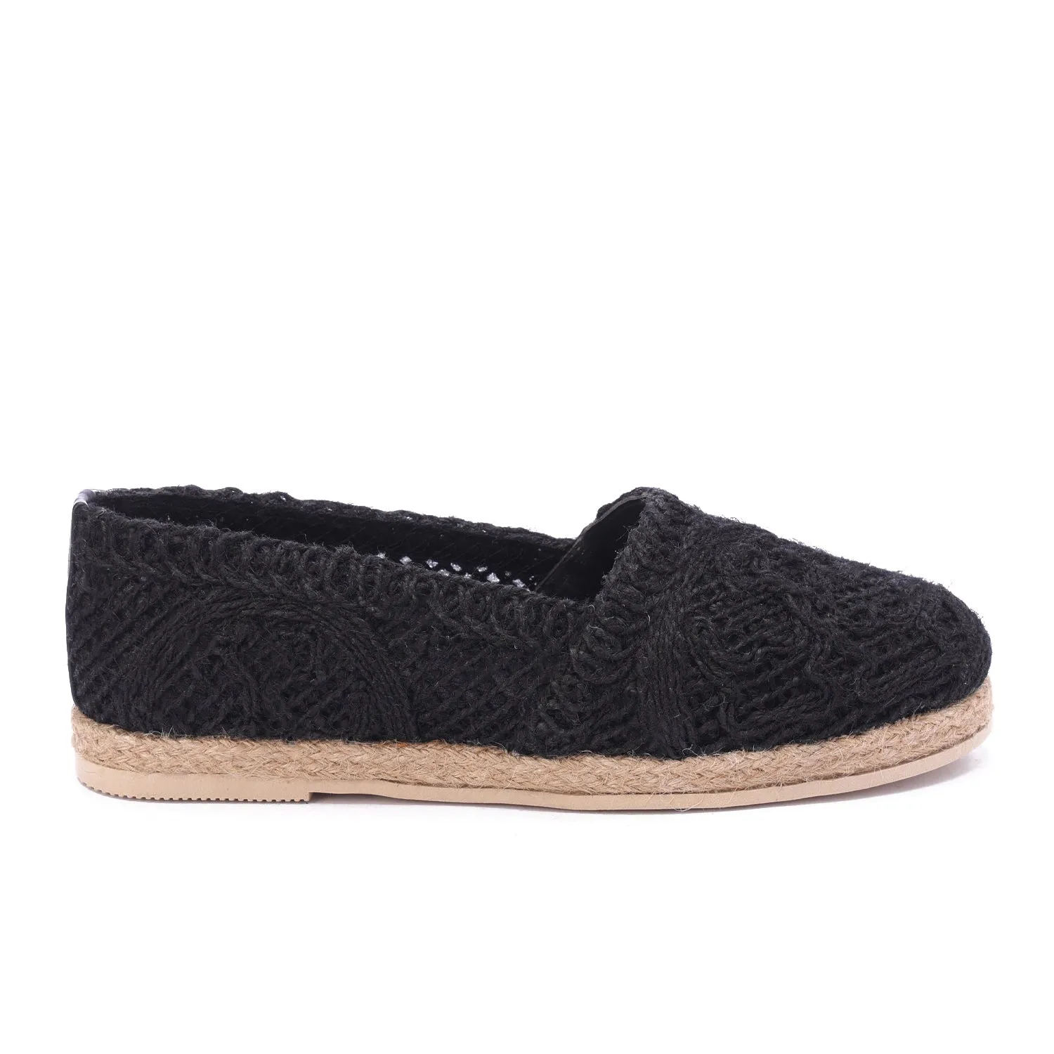 Flat Sole Slip-On Espadrilles-Black
