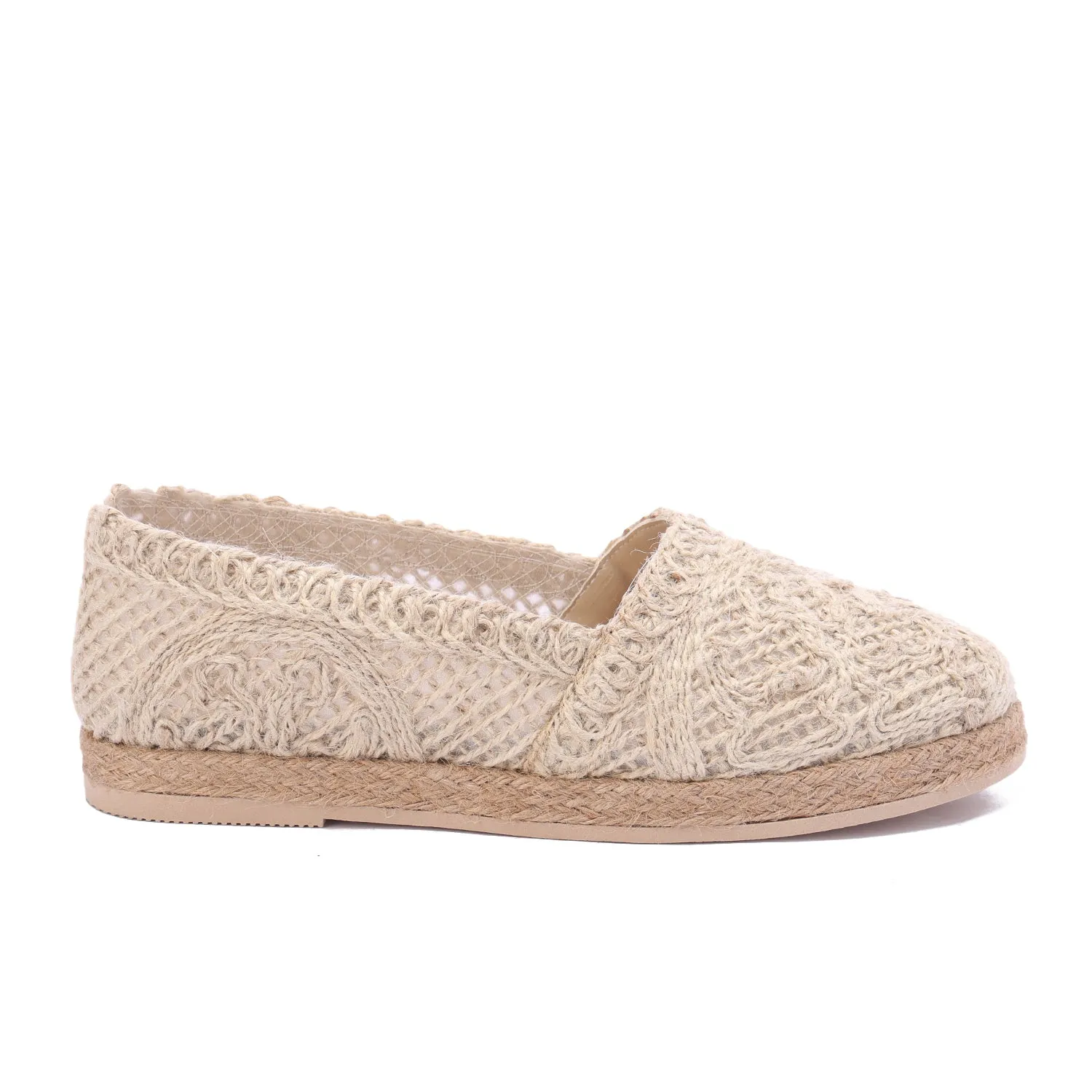 Flat Sole Slip-On Espadrilles-Cafe
