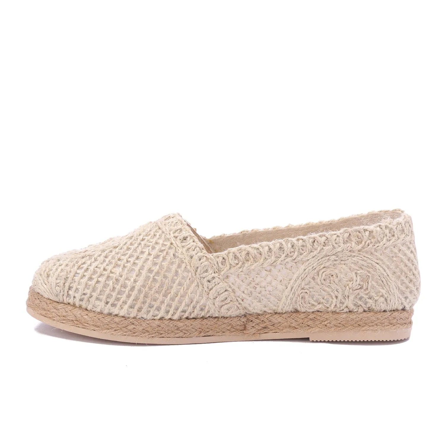 Flat Sole Slip-On Espadrilles-Cafe