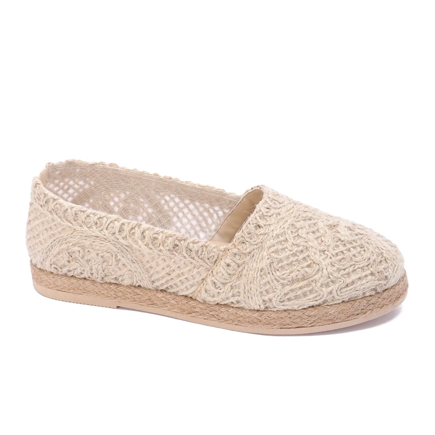 Flat Sole Slip-On Espadrilles-Cafe