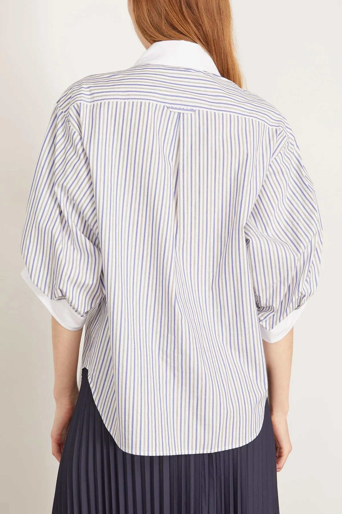 Gemma Three Quarter Sleeve Shirt in Cool Gray Stripe