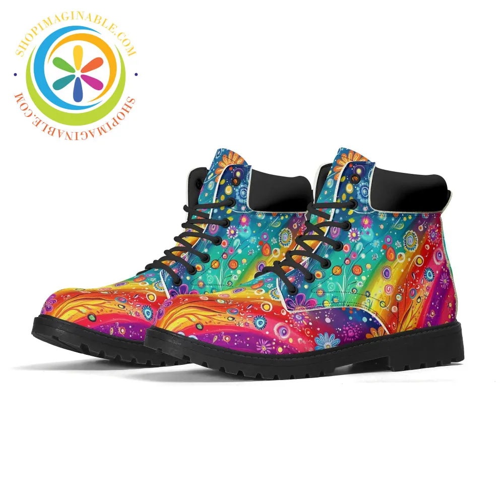 Happy Flower Rainbow Ladies Boots