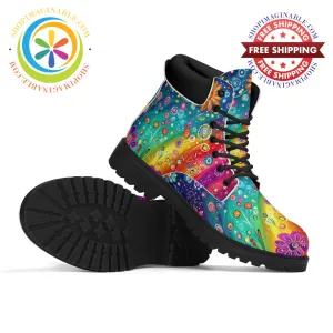 Happy Flower Rainbow Ladies Boots