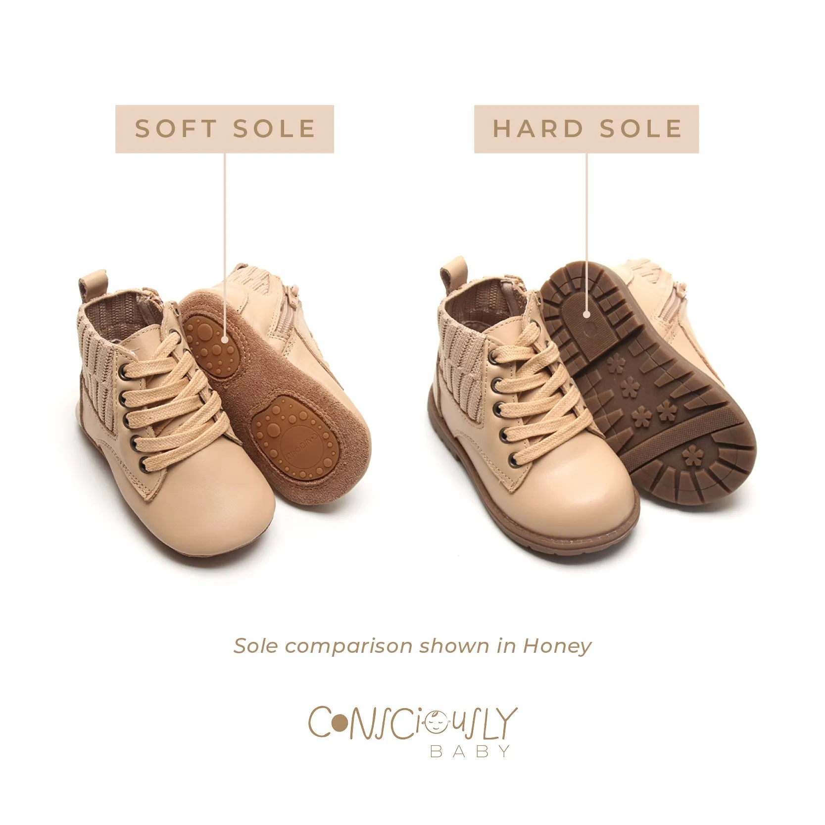 Leather Knit Combat Boot | Color 'Tan'
