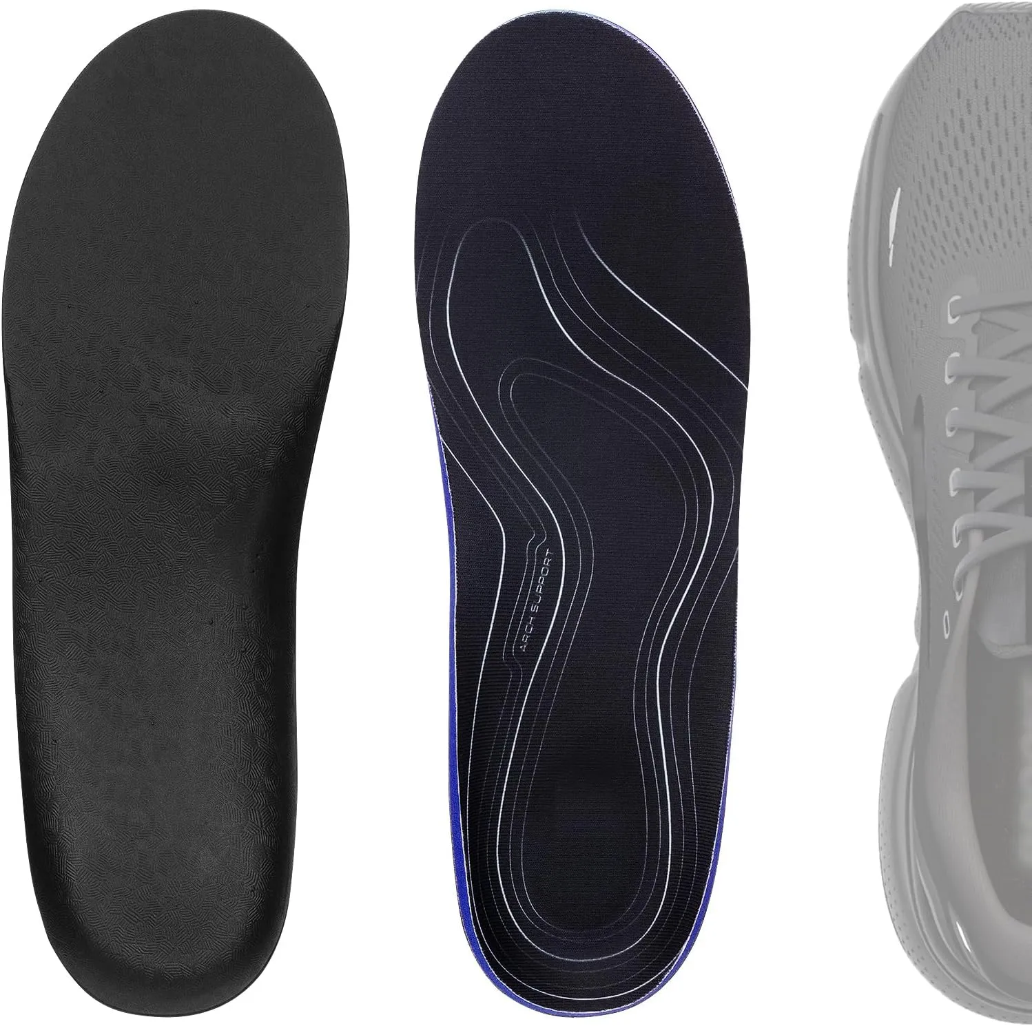 Linkidea 2 Pairs Arch Support Shoe Insoles Compatible with Brooks Ghost 15, GTS 23, Anthem 6, Replacement Shoe Inserts, Shock Absorption Cushion (US Men 7.5/Women 9)