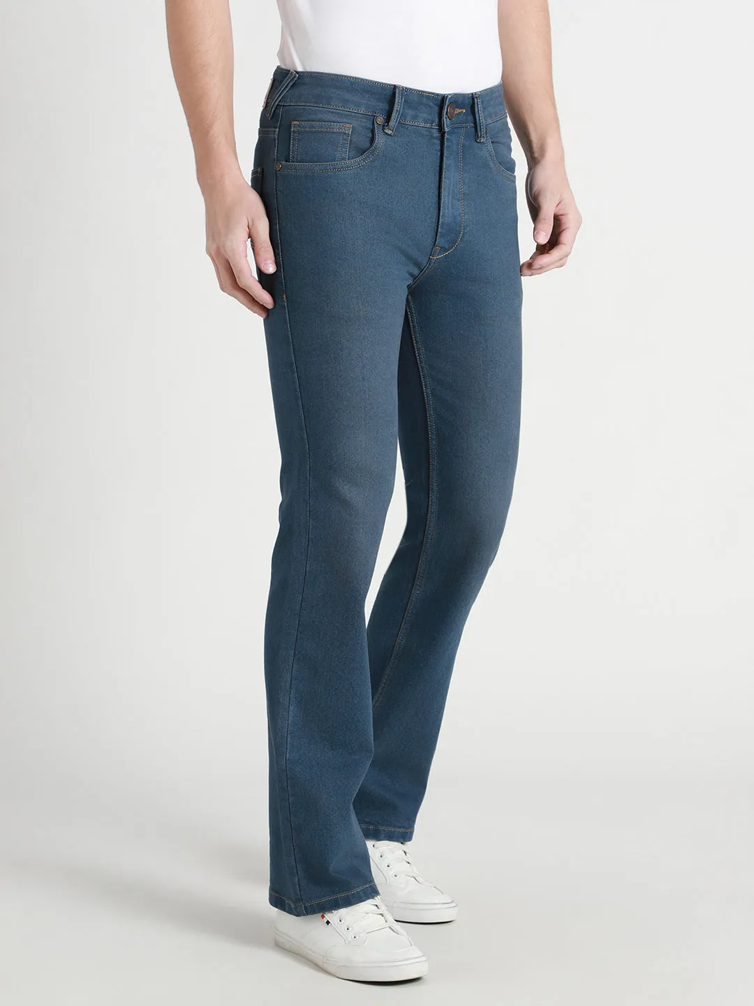 Men's Boot Cut Washed MID BLUE Jeans
