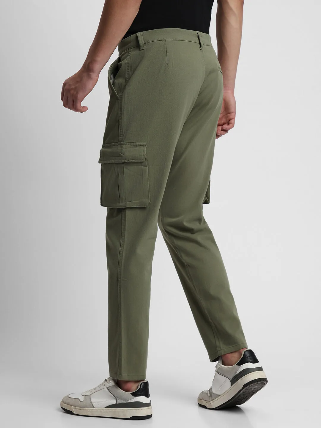 Men's Light olive with Button and fly Closure Cargo trousers