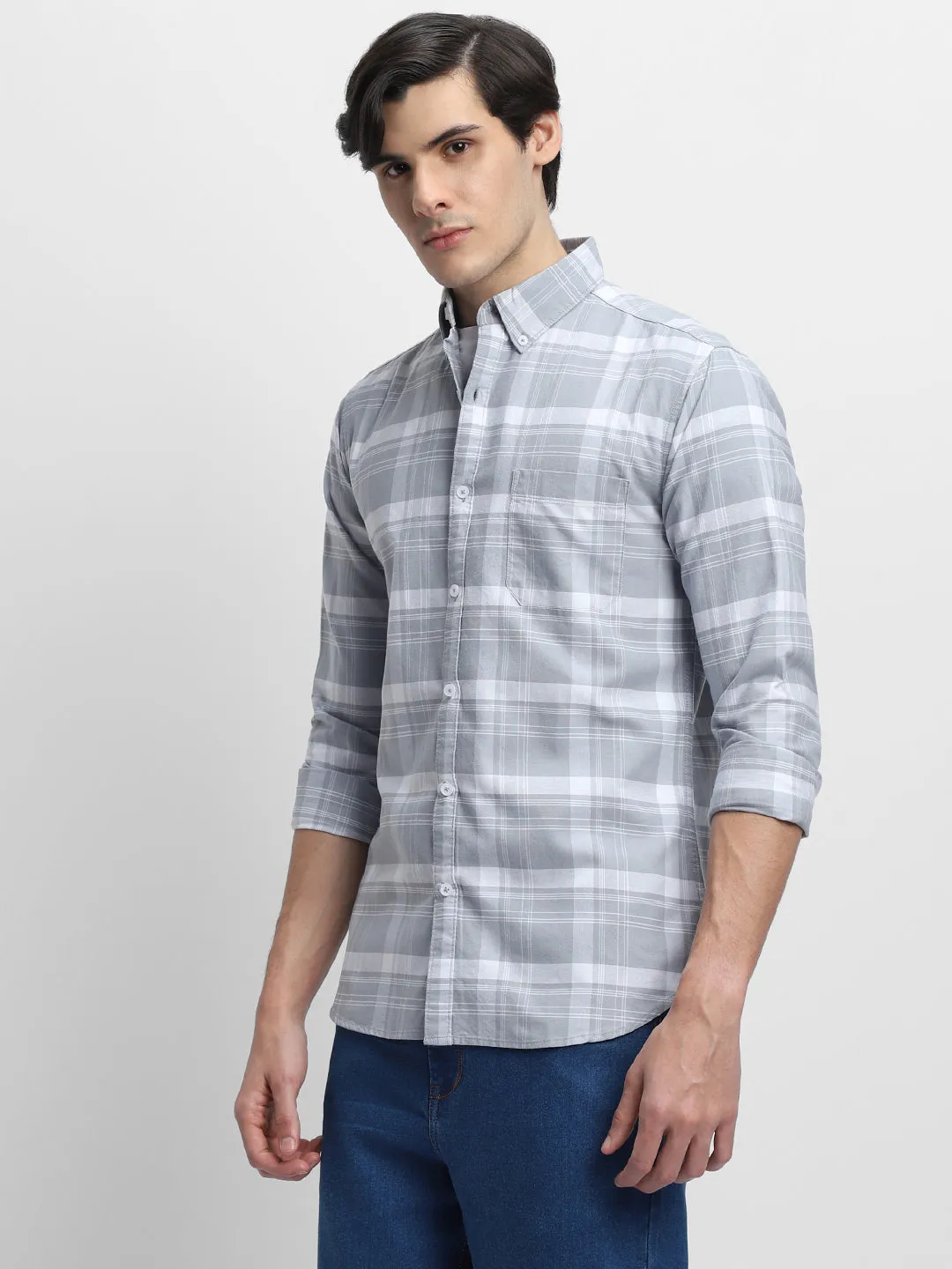Men's Regular Collar Slim Fit Solid Navy Casual Shirts