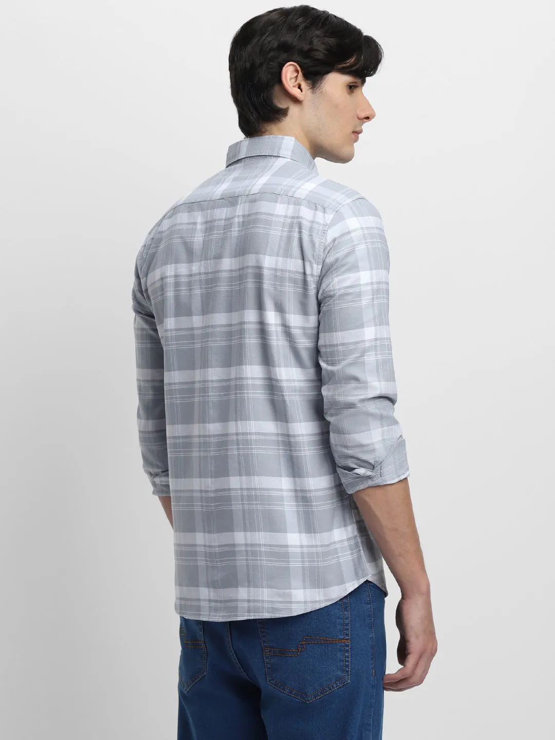 Men's Regular Collar Slim Fit Solid Navy Casual Shirts