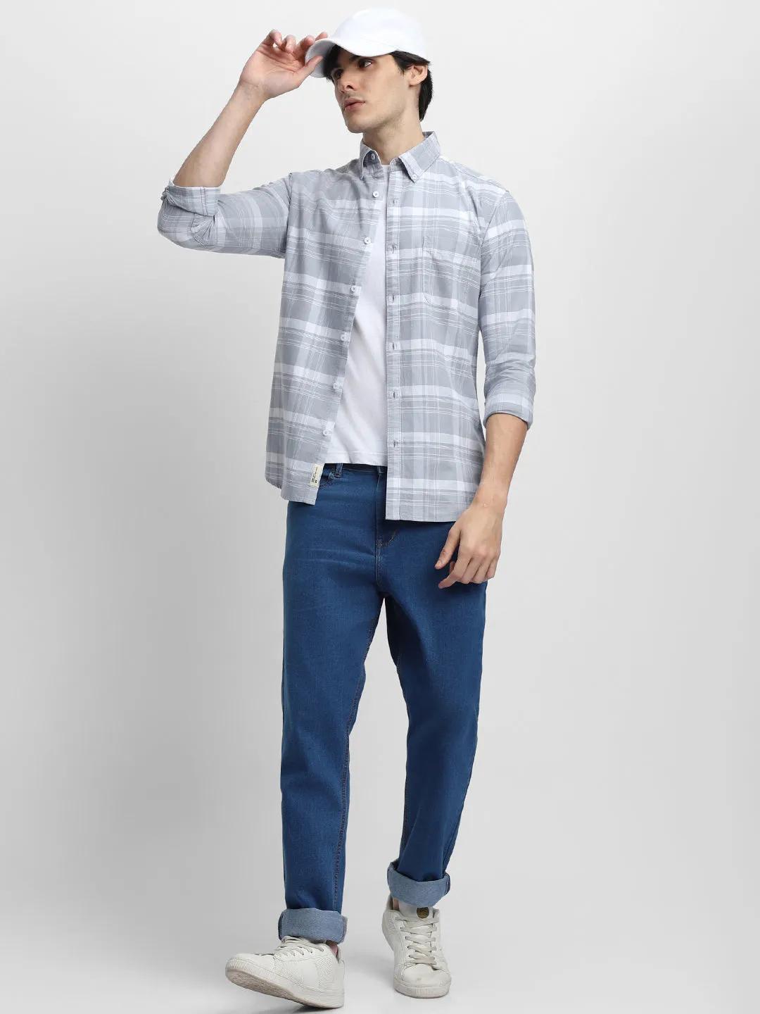 Men's Regular Collar Slim Fit Solid Navy Casual Shirts