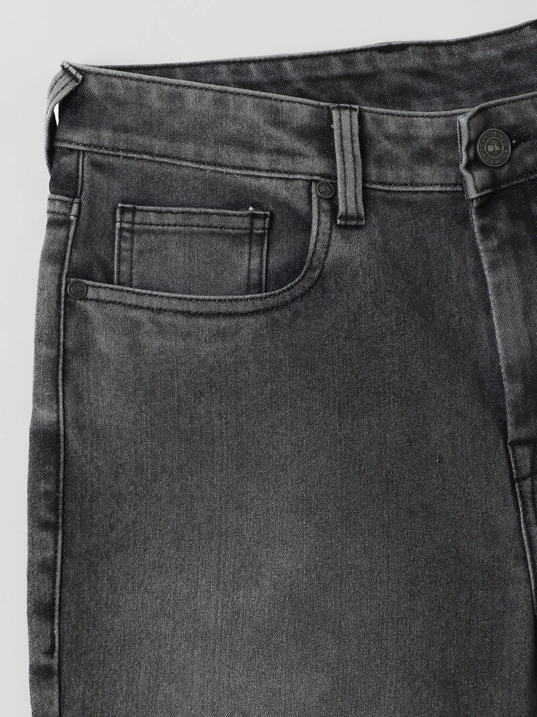 Men's Straight Fit Washed Grey Stretchable Jeans