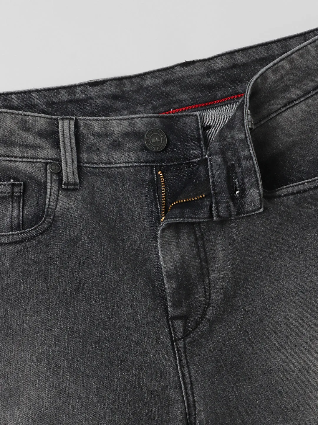 Men's Straight Fit Washed Grey Stretchable Jeans