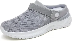 Mens Womens Mules & Clogs Garden Shoes Summer Breathable Mesh Walking Mules Sneakers Open Back Slip On Shoes Non-Slip Outdoor Beach Sandals Unisex Casual Slipper Closed Toe Slides