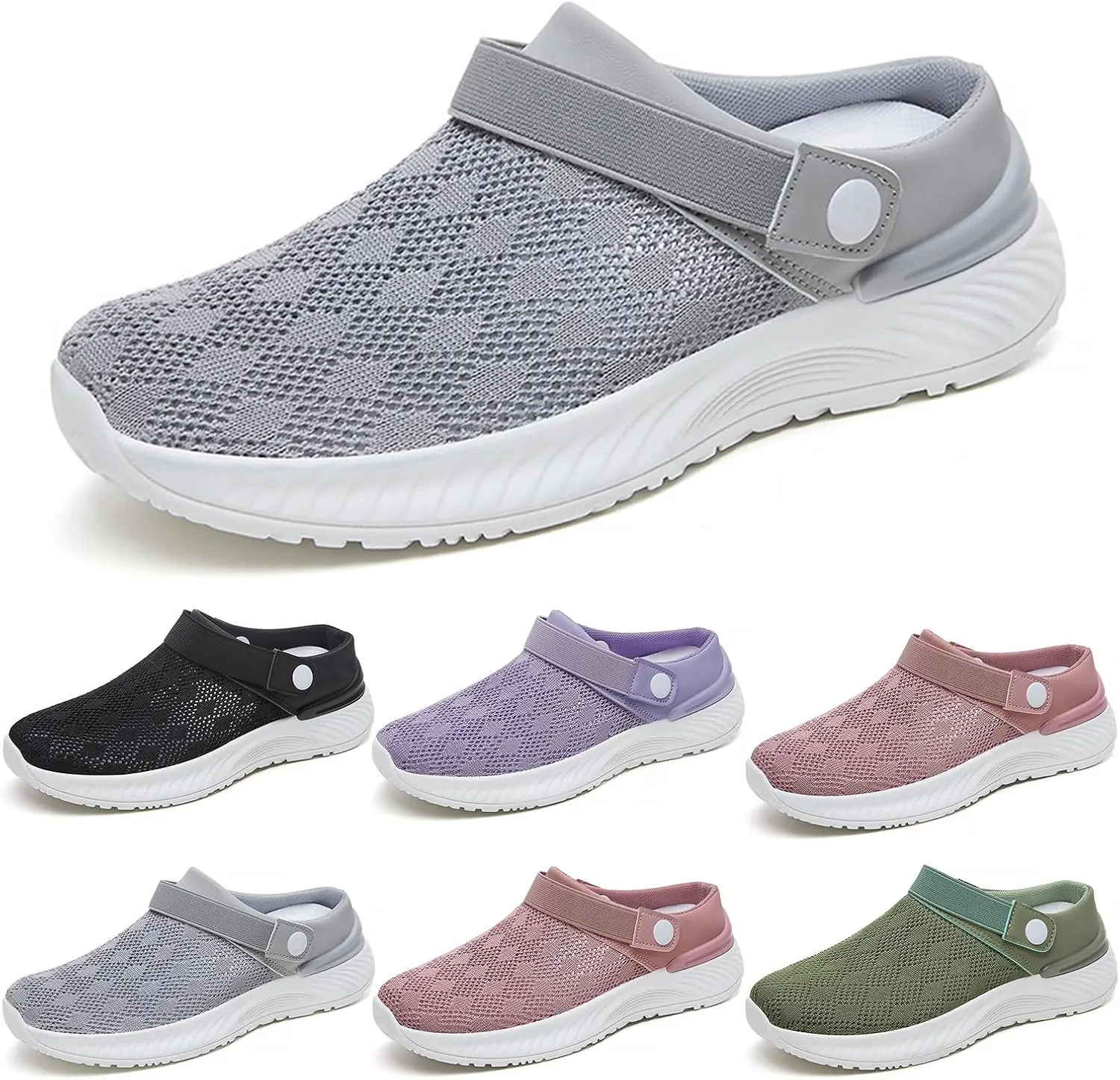 Mens Womens Mules & Clogs Garden Shoes Summer Breathable Mesh Walking Mules Sneakers Open Back Slip On Shoes Non-Slip Outdoor Beach Sandals Unisex Casual Slipper Closed Toe Slides