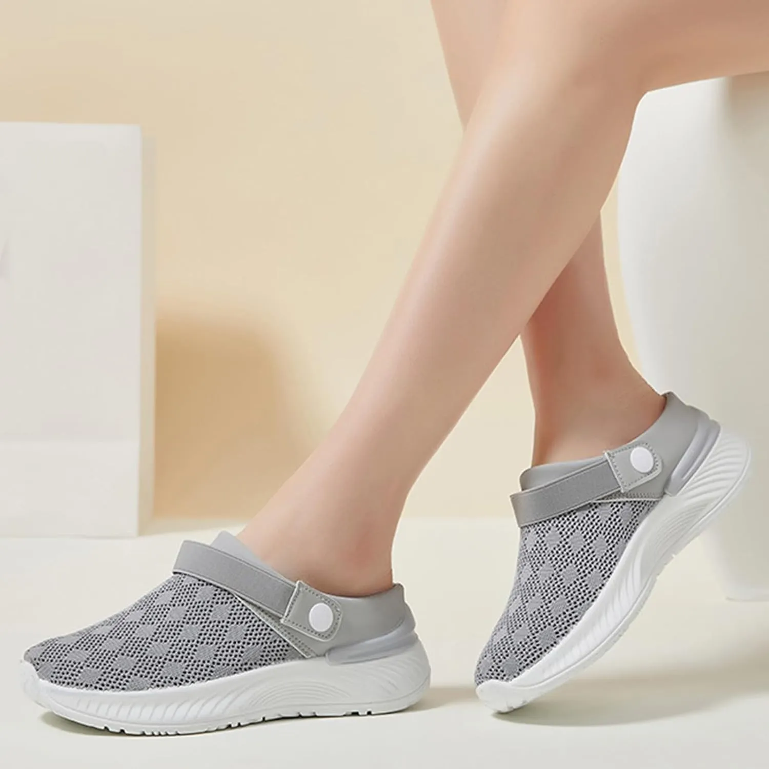 Mens Womens Mules & Clogs Garden Shoes Summer Breathable Mesh Walking Mules Sneakers Open Back Slip On Shoes Non-Slip Outdoor Beach Sandals Unisex Casual Slipper Closed Toe Slides