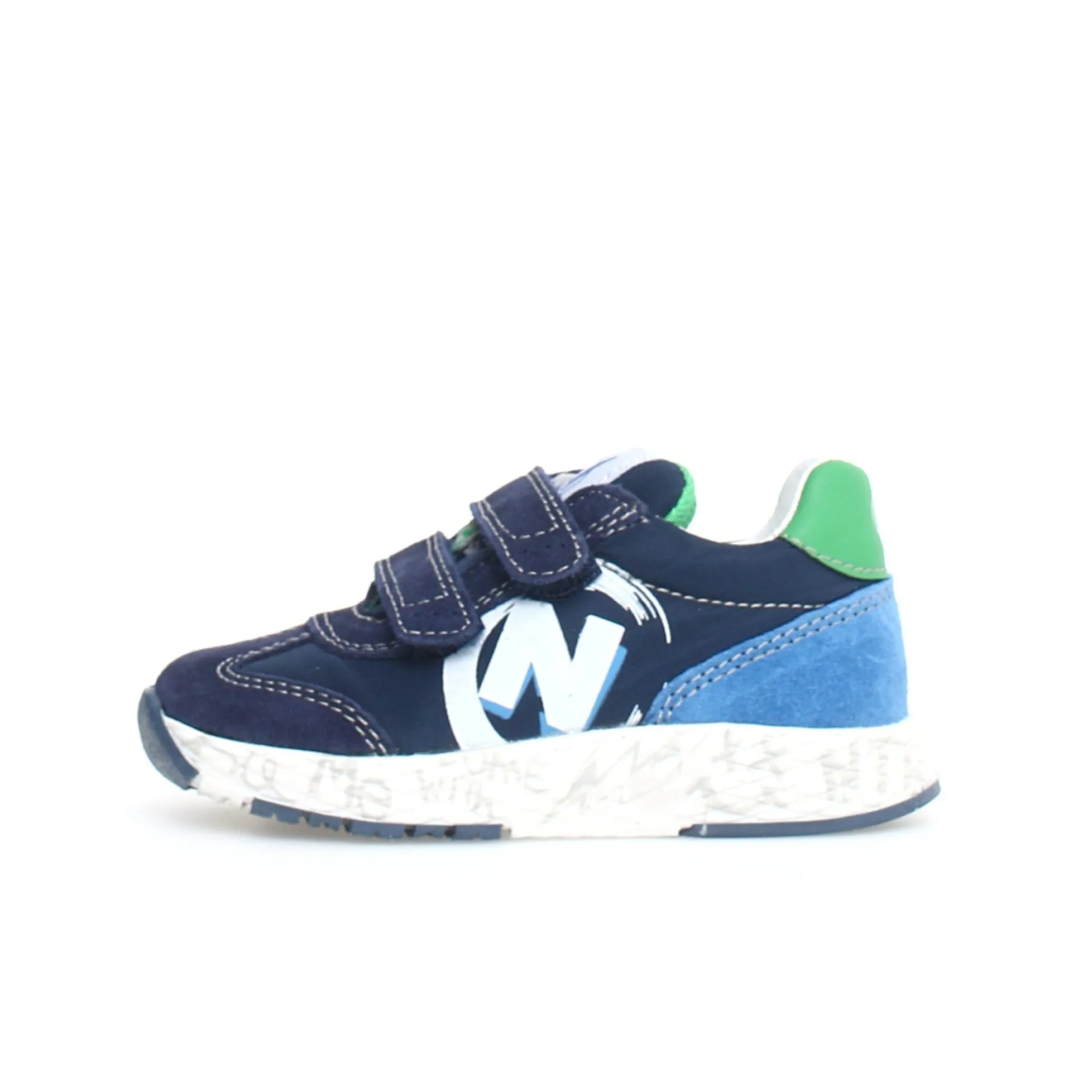 Naturino Jesko 2VL | Navy/Green Suede Kids Sneakers