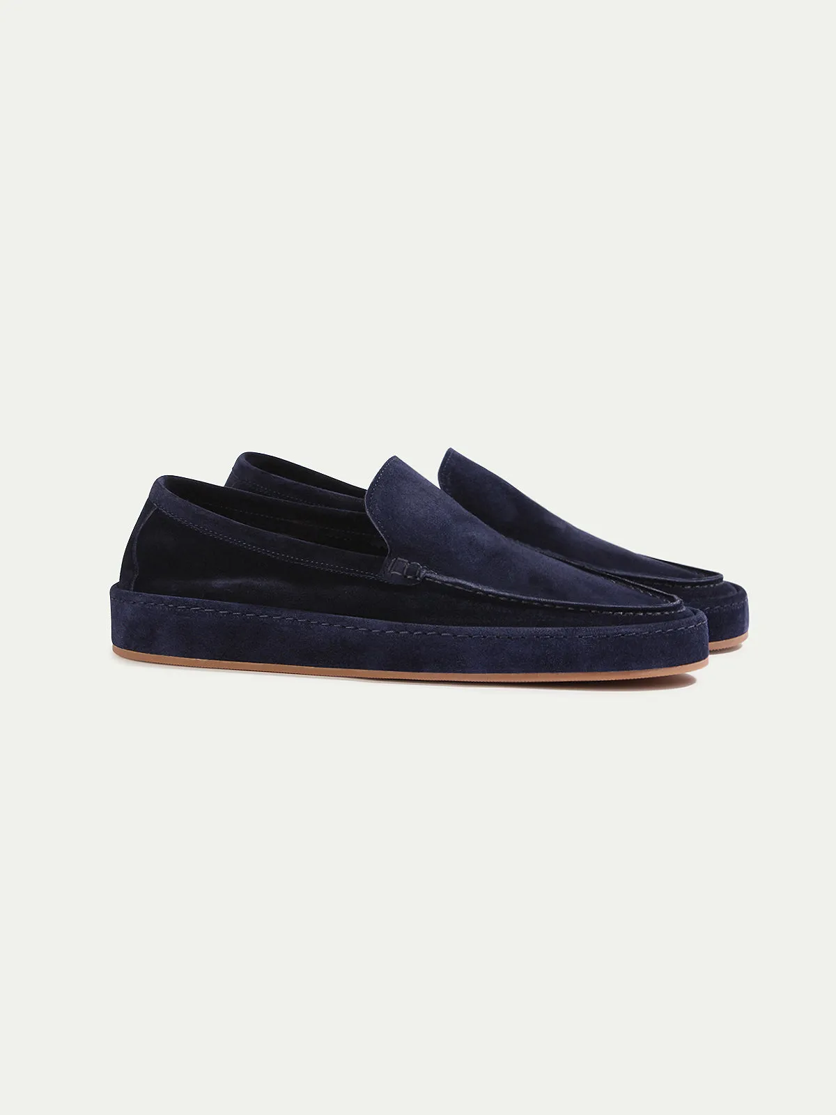 Navy Blue Suede Freya Calm Loafers - AW24