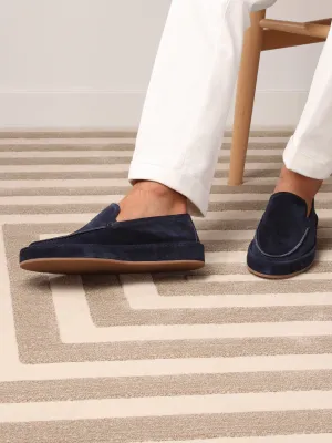 Navy Blue Suede Freya Calm Loafers - AW24
