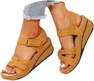Sandals for Women 2025, Soft & Stylish Wedge Sandals for Effortless Comfort Leather Orthopedic Platform Arch Support Shoes