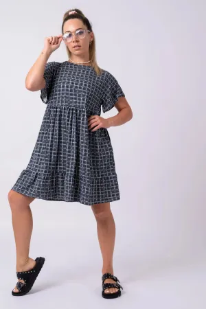 Slinky To Touch Baby Doll Tiered Mini Dress - Toothy Knit Mono