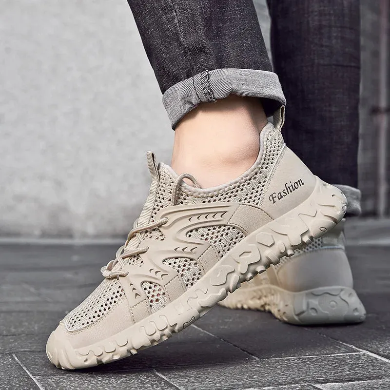 Sohiwoo Summer Fashion Casual Anti slip Large Casual Mesh Breathable Shoes Lightweight and Versatile Durable Sandals Beach Shoes for Men