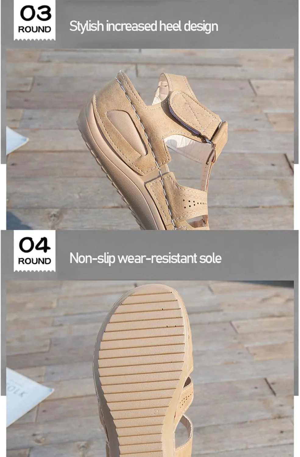 Summer Womens Sandals Casual Bohemia Gladiator Closed Toe Wedge Shoes Comfort Ankle Strap Slip On Orthopedic Platform Sandals