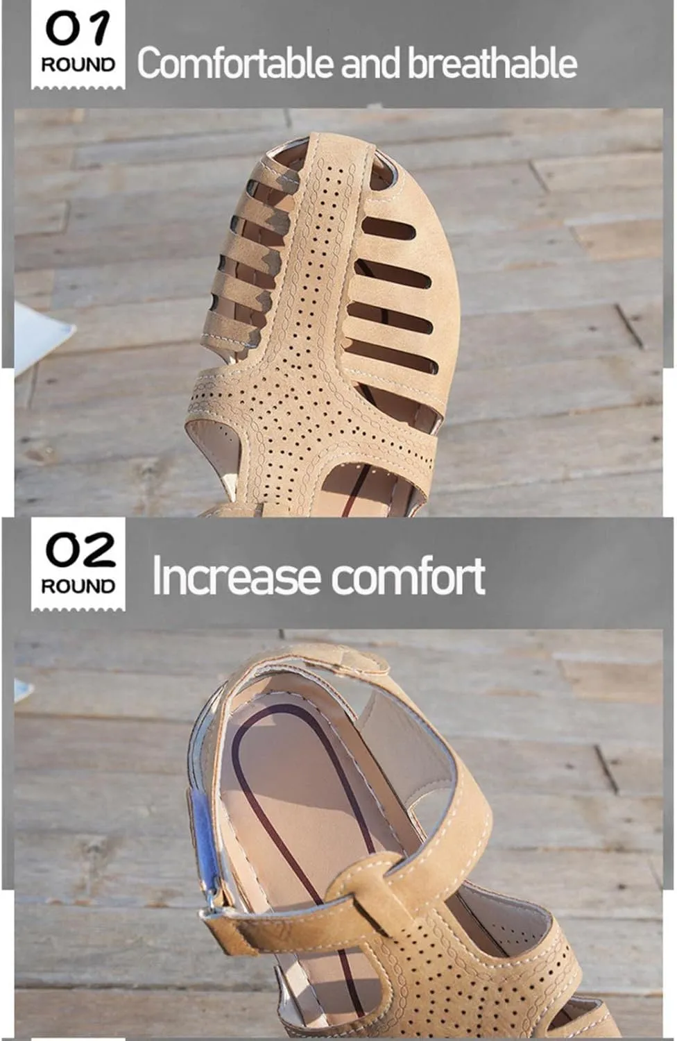 Summer Womens Sandals Casual Bohemia Gladiator Closed Toe Wedge Shoes Comfort Ankle Strap Slip On Orthopedic Platform Sandals