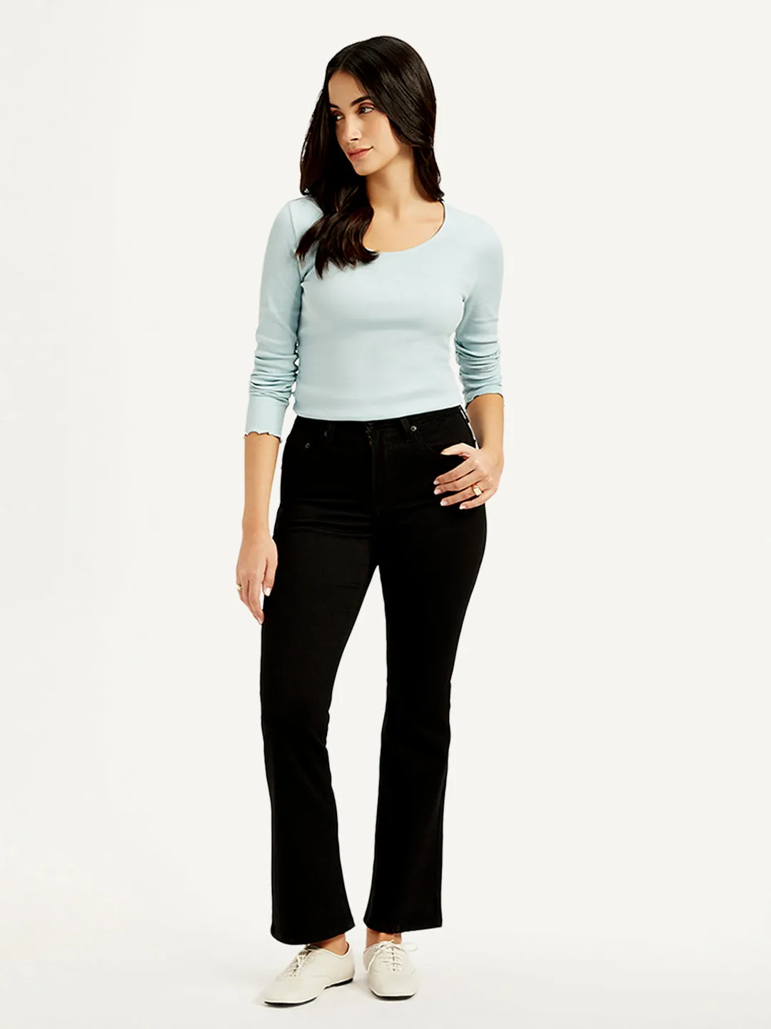 Women's 725 Black Slim Bootcut Fit High Rise Jeans