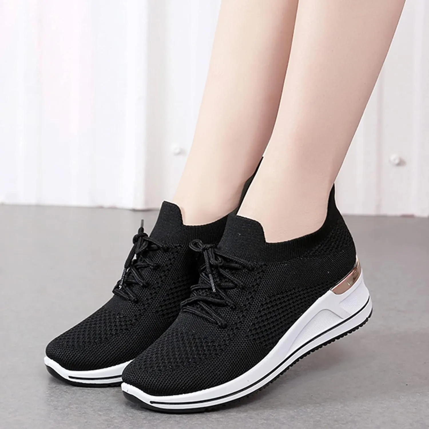 Womens Comfortable Slip On Sneakers Casual Walking Shoes Lightweight Canvas Flats Elastic Non Slip Loafers