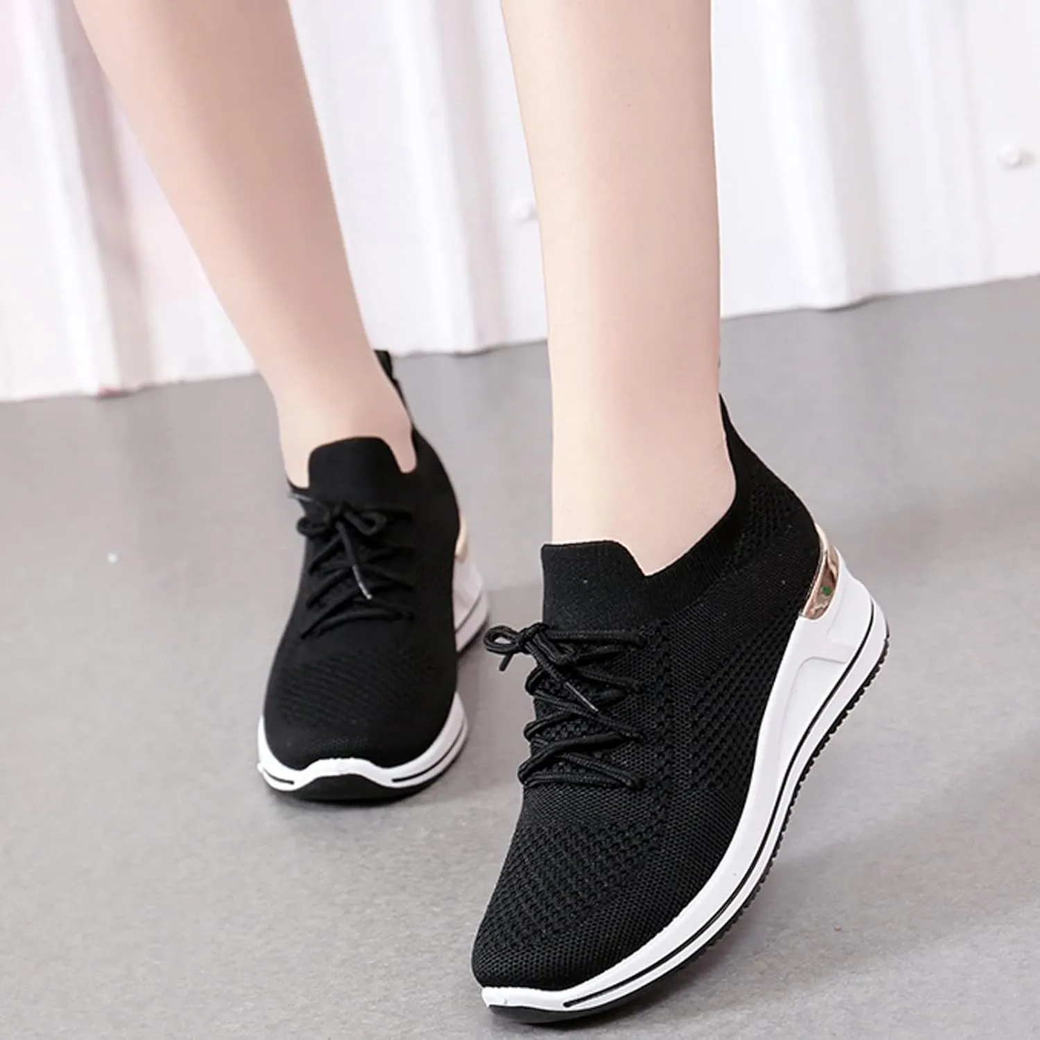 Womens Comfortable Slip On Sneakers Casual Walking Shoes Lightweight Canvas Flats Elastic Non Slip Loafers