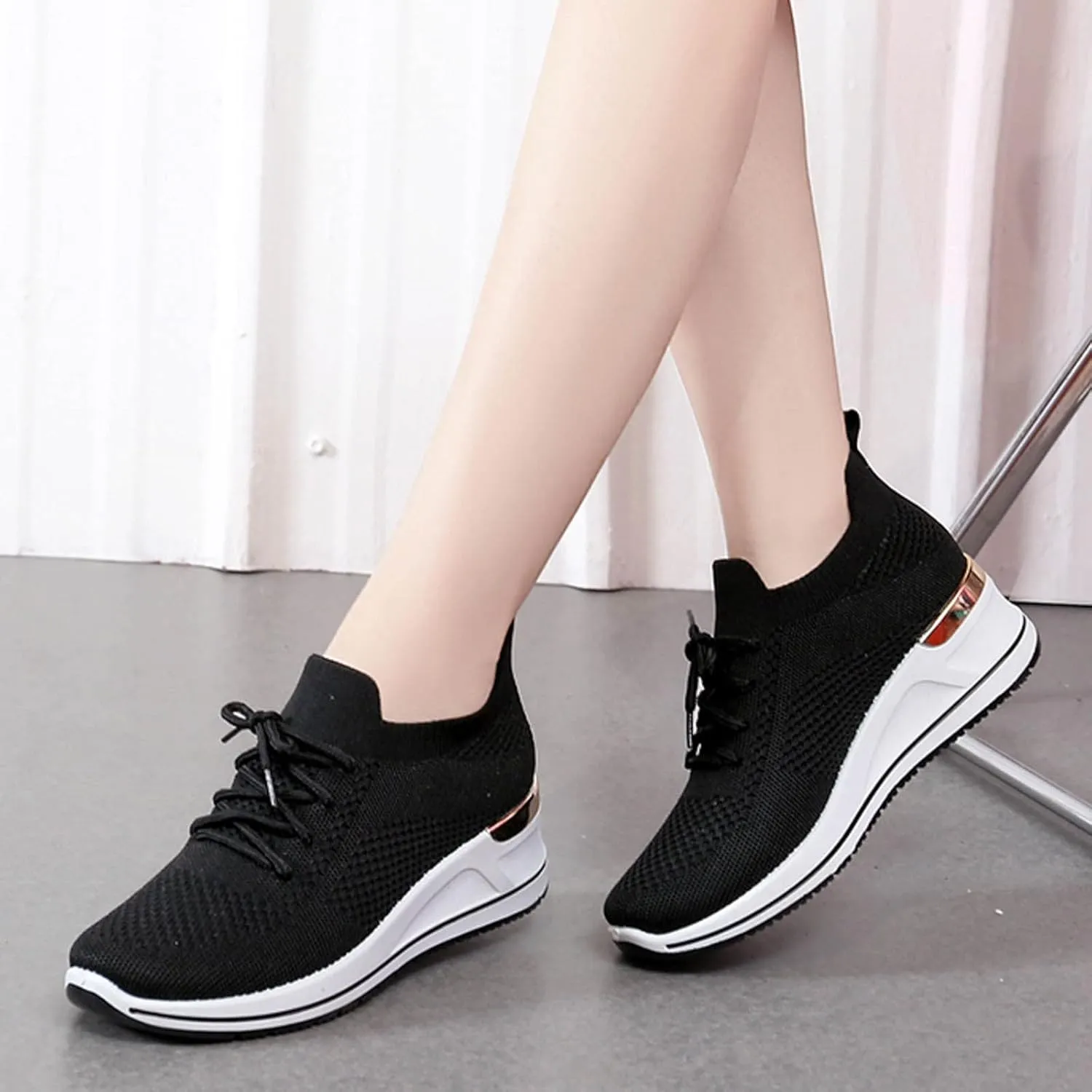 Womens Comfortable Slip On Sneakers Casual Walking Shoes Lightweight Canvas Flats Elastic Non Slip Loafers